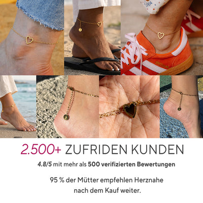 Mutter-Tochter Herzfußkettchen