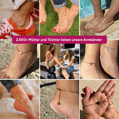 Mutter-Tochter Herzfußkettchen